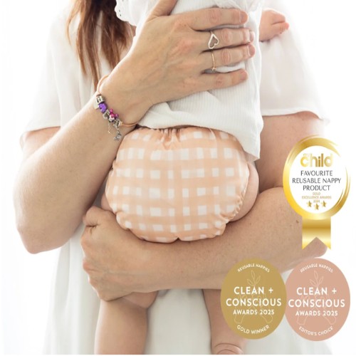 Designer bums - Peachy Plaid Reusable Cloth Nappy